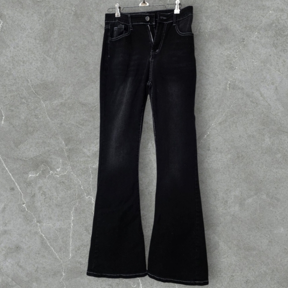Women's Black Flared Jeans Sz M - Picture 1 of 6